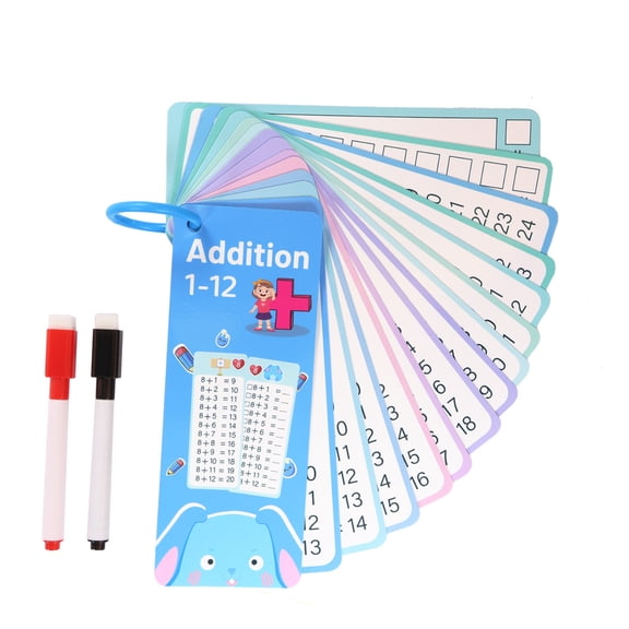15Pc Erasable Math Flashcards For Basic Arithmetic, Reusable Addition Subtraction Multiplication Division Cards With Hanging Hole, Learning Learning Tool For All Ages School Early