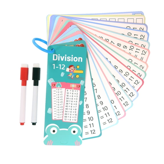15Pc Erasable Math Flashcards For Basic Arithmetic, Reusable Wipe-Clean Cards With Ring, Learning Tool For All Ages School Learning