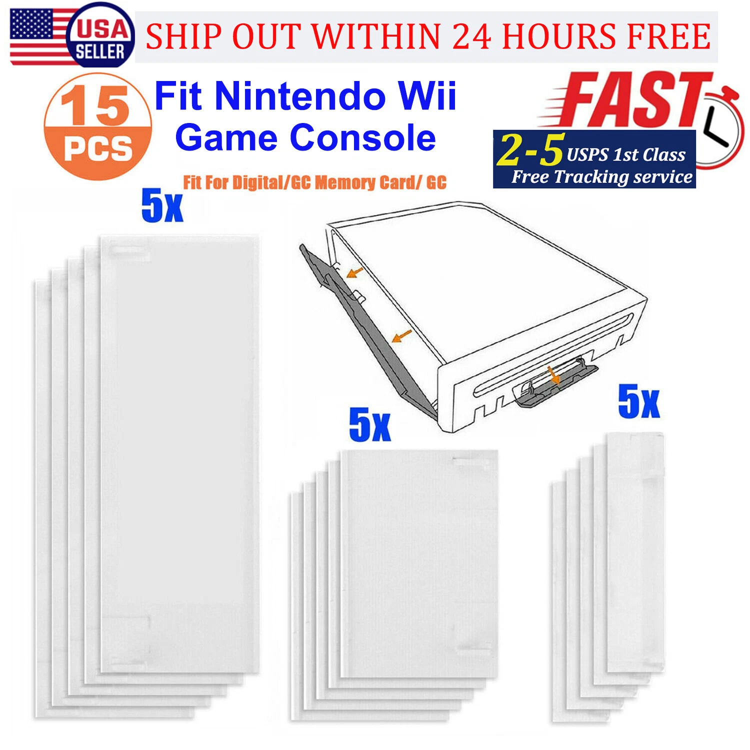 15Pc Replacement Memory Card Door Slot Cover Lids For Nintendo Wii Game Console