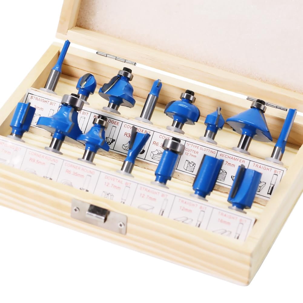 15Pcs 1/4in Shank Carbide Router Bit Set for Woodworking - Engraving and Cutting Tools for Wood