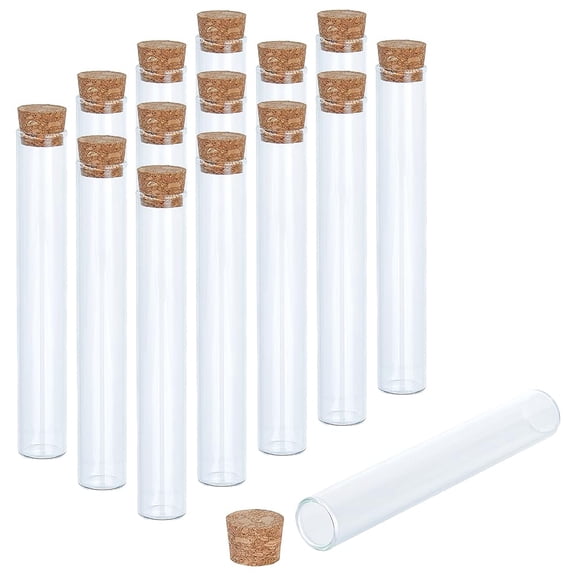 15Pcs 10Ml Glass Test Tube with Cork Stopper Flat Bottom Tube Small Candy Storage Tubes with Cap Clear Flat Glass Tubes