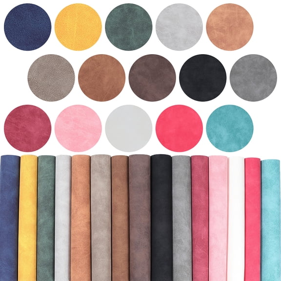 15Pcs 15 Colors PU Leather Fabric Craft Supplies Rectangle Mixed Color 280x205x0.7mm 1pc/color