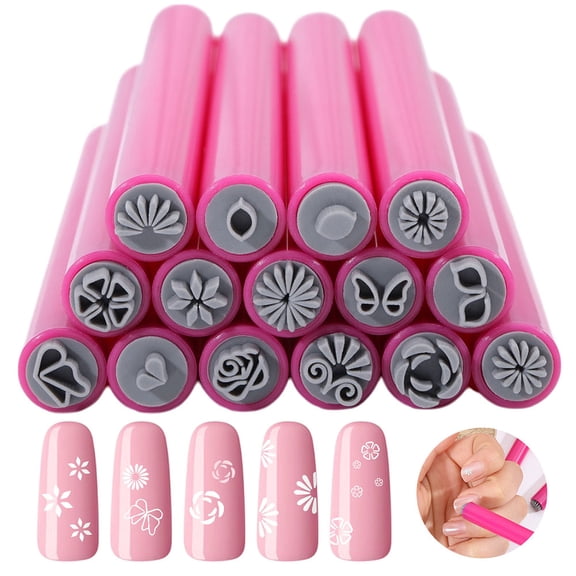 15Pcs 15 Styles Plastic Nail Art Seal Stamps Pens Set Nail Printing Template Tools Camellia 10x0.95cm 1Pc/style