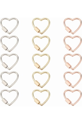 15Pcs 3 Colors Alloy Screw Carabiner Lock Charms Heart Mixed Color 29.5x30x6mm Inner Diameter: 21x25.5mm 5pcs/color creative