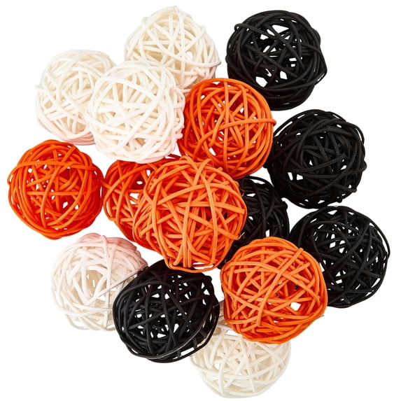 15Pcs 3 Colors Wicker Rattan Balls Decorative Orbs Vase Fillers for Craft Party Wedding Decoration Mixed Color 49~50mm 5pcs/color DIY