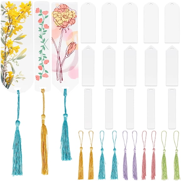 15Pcs 3 Styles Clear Acrylic Bookmarks Bulk Blank Book Markers Transparent Arch Rectangle Blanks Bookmarkers with Hole Accessories for DIY Bookmark