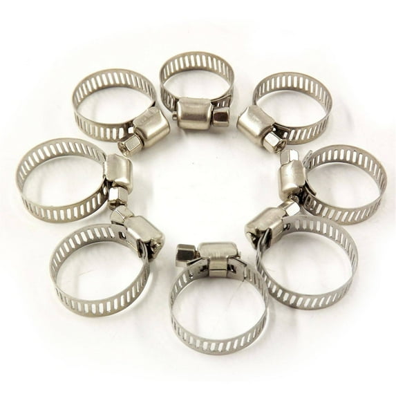 15Pcs 304 Stainless Steel Worm Drive Hose Clamps 8 - 12 mm Fuel Line Hose Kit for Plumbing, Automotive Mechanical Applications
