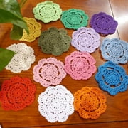 15Pcs 4" Round Handmade Crochet Small Doilies Snowflake Floral Lace Coaster Hollow