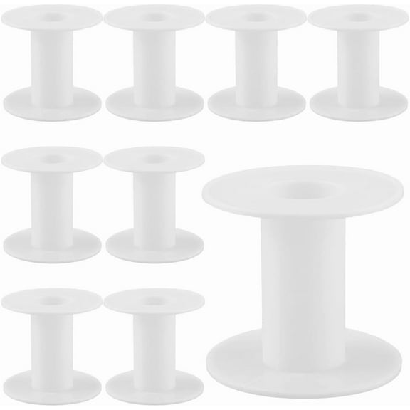 15Pcs 64 x 58mm Empty Spool Plastic Bobbins Bulk White Ribbon Weave Crochet Sewing Organizer Holder Chain Tape Spool