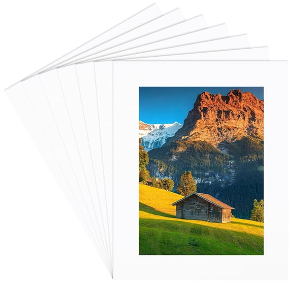 15Pcs 8x10 oto Matting White Picture Mat Kit Hollow Rectangle Paper Pre Cut Display Showing Core Bevel Frame Backing Album Pack Accessories