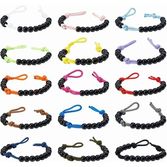 15Pcs Acrylic Pace Counter Beads for Land Navigation with Polyester Spandex Cord Mixed Color 175mm DIY