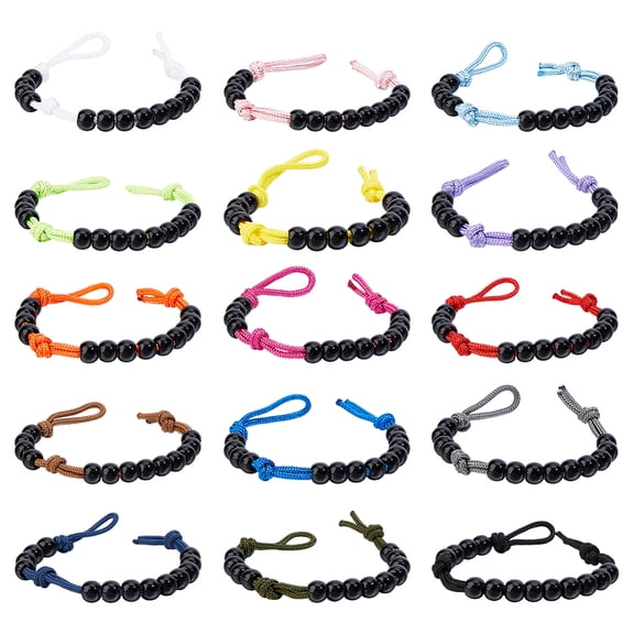 15Pcs Acrylic Pace Counter Beads for Land Navigation with Polyester Spandex Cord Mixed Color 175mm