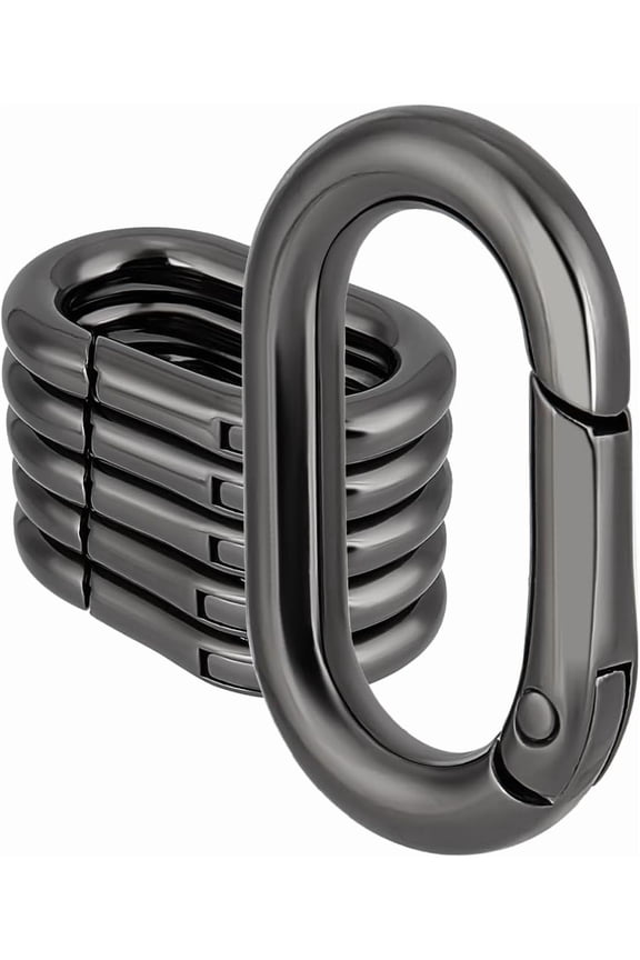 15Pcs Alloy Spring Gate Rings Oval Gunmetal 34.5x21x4.5mm Black