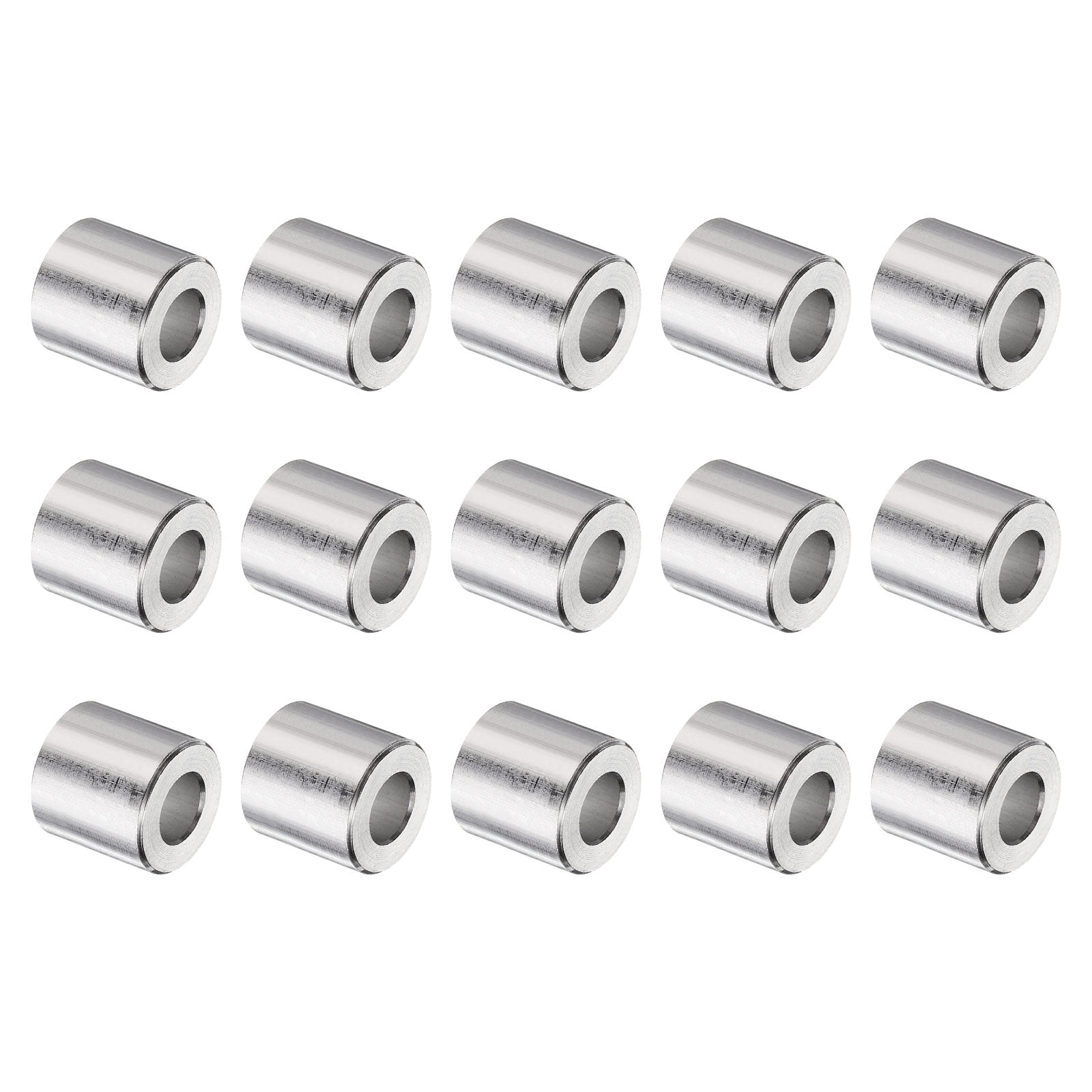 Uxcell 5Pcs Aluminum Spacer 1/2" OD X 1/4" ID X 1-1/16" Length Screw Standoff Bushing Plain Finish Unthreaded Round Metal Spacer For 1/4" ID Screws Bolts And Rods, Silver