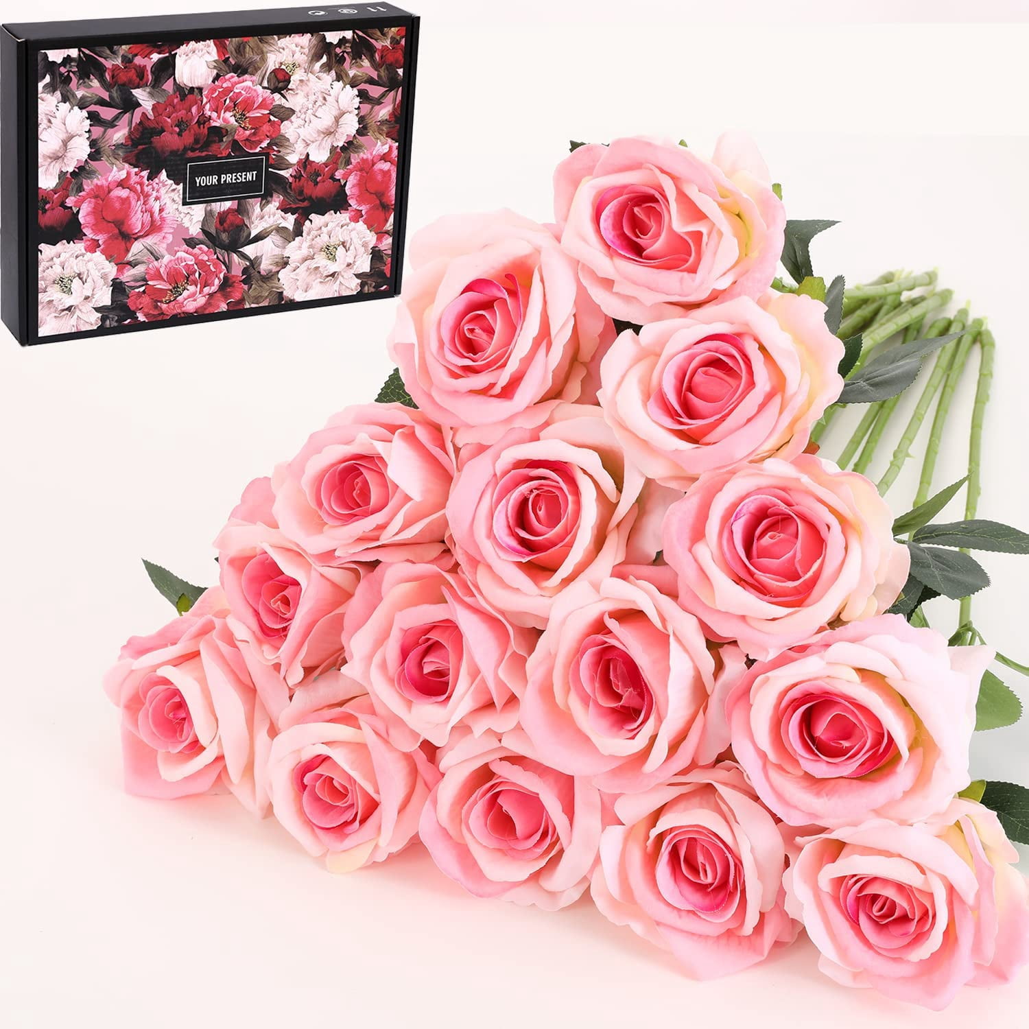 15Pcs Artificial Roses Velet Real Touch Single Stem Fake Roses Silk — free download