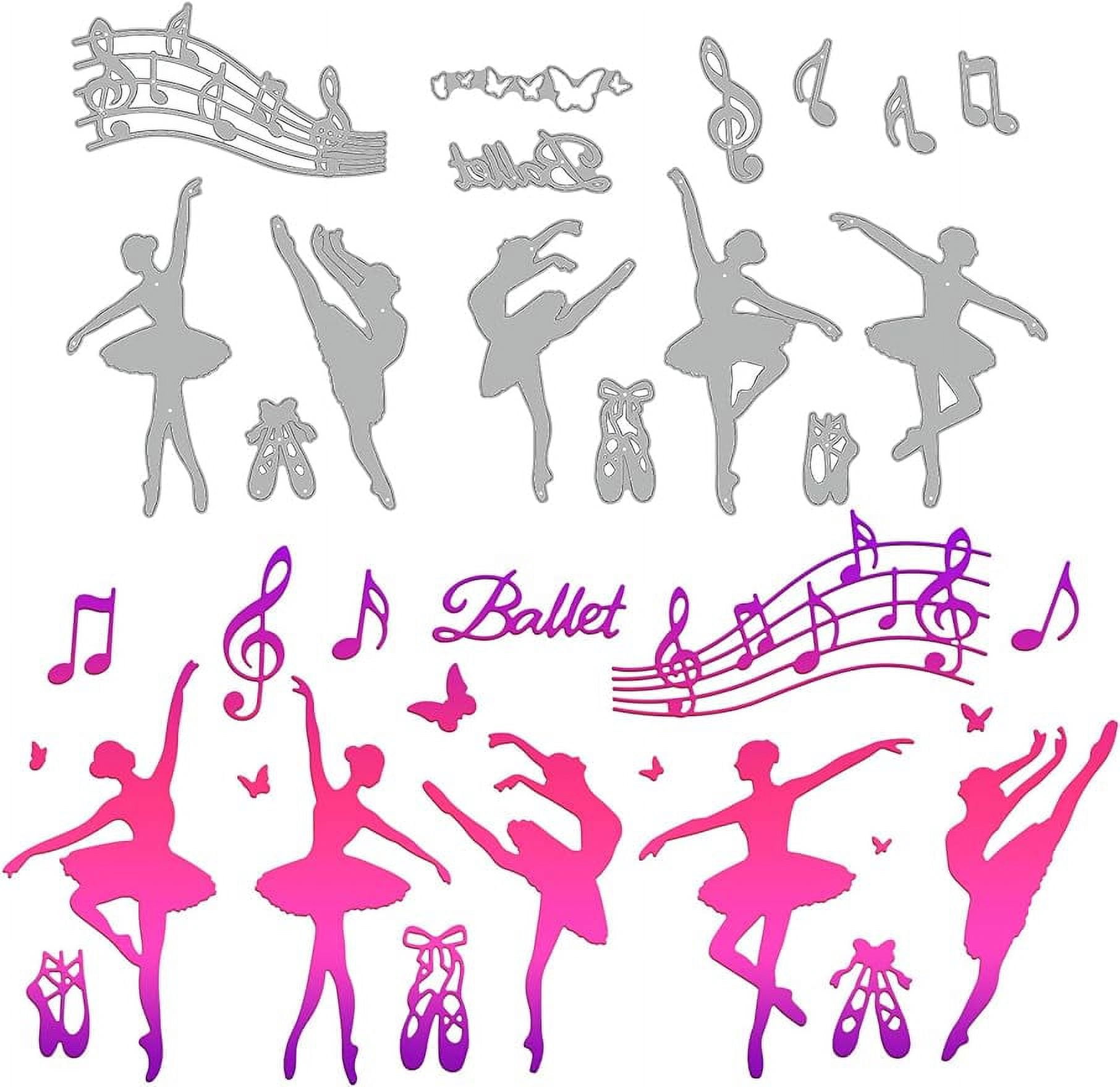 15Pcs Ballet Dance in Musical Notes Cutting Dies Dancer Musical Notes ...