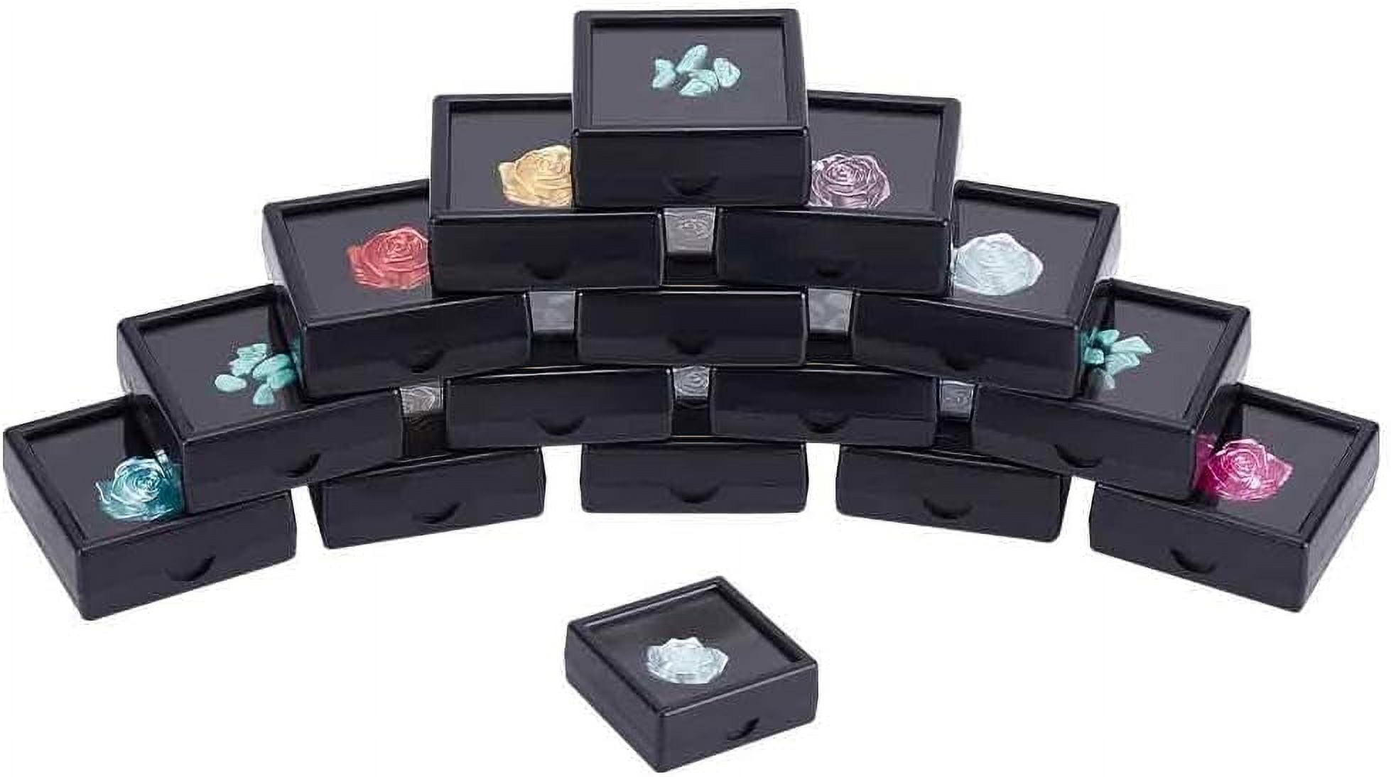 15Pcs Black Square Gemstone Display Box with Clear Top 1.57x1.57x0.6 ...