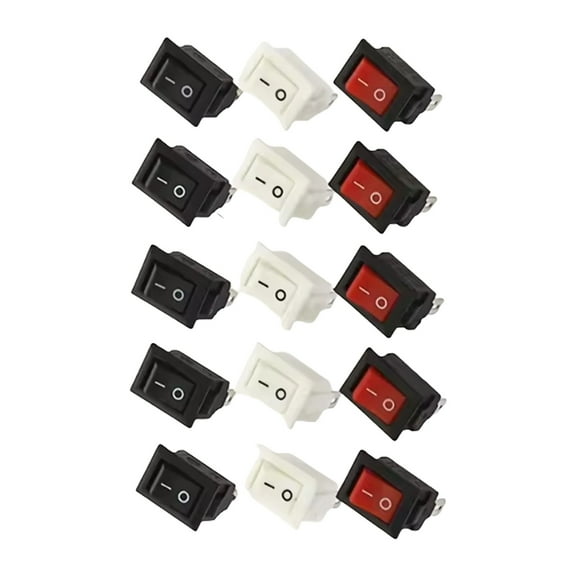 15Pcs Boats Rocker Switches 2 Position 2 Pin KCD1 101 Power Toggle Switches Iron Base & Plastic for Electrical Equipment