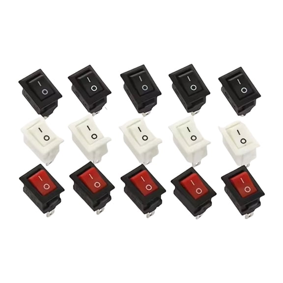 15Pcs Electrical Rocker Switches 2 Pin 2 Position Power Control Strong Iron Base Plastic Housing for DIY Installation