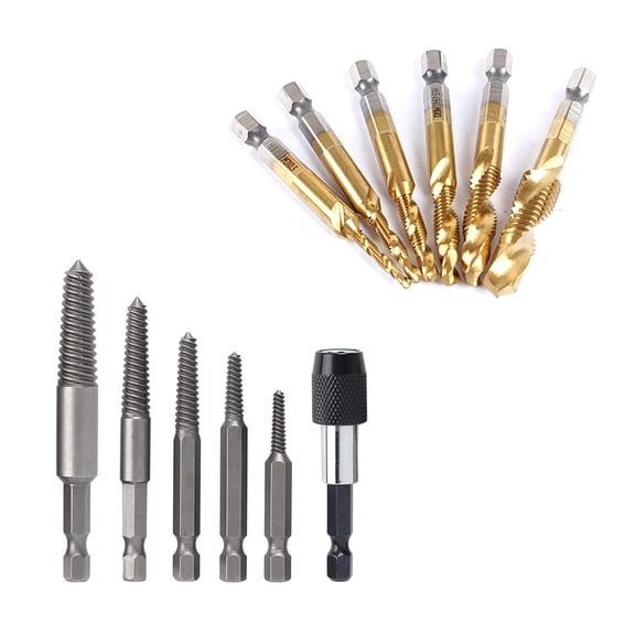 15Pcs Bolt Remover Screw Extractor Screw Remover Drill Bit with Shank and Spanners for /Damaged Bolt Studs