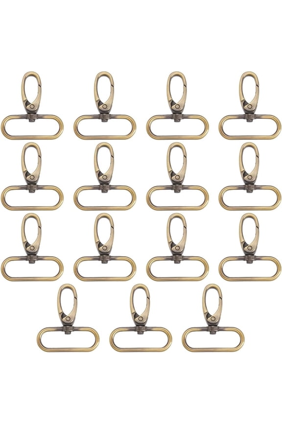 15Pcs Bronze Swivel Clasp 1.7 Inch Metal Alloy Heavy Duty Oval Ring Push Gate Trigger Hardware Lanyard Lobster Claw Clasp Snap Hooks for Purse Bag Keychain DIY Craft Accessories
