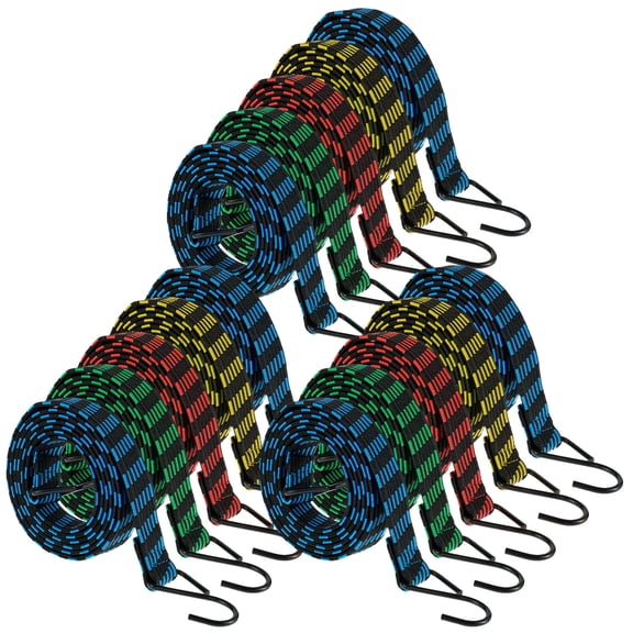 15Pcs Bungee Cords Elastic Luggage Bungee Straps Anti-slip Bungees Cords with Hooks for Motorcycle Bicycles Luggage Moving Cargo