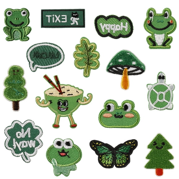 15Pcs Cartoon Iron On Patches Adhesive Embroidered Appliques Polyester Patches For Kid Clothes Hat Bag Coat
