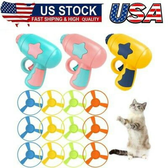 15Pcs Cat Fetch Toy with Colorful Flying Propellers Set, Cat Playing Tracking