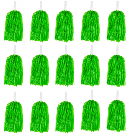 15Pcs Cheerleader Pom Poms Sports Dance Cheer Pompoms with Handles for Sports Rooters Spirit Cheering Ball Dance Fancy Dress Night Party(Green)