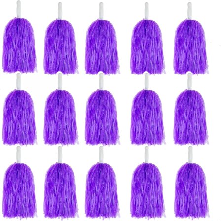 15Pcs Cheerleading Pom Poms Plastic Cheerleader Pom Poms for Sports Squads Dancing Party Football Basketball Spirit Sports Stage Performance Celebration (Purple)