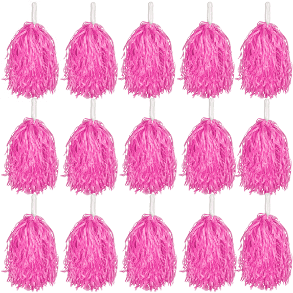 15Pcs Cheerleading Pom Poms, Plastic Pompoms with Handles Cheer Squad Team Spirited Fun Pom Poms for Party, Sports Dance Cheer, Performance Celebration, Pink