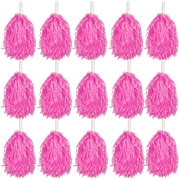 15Pcs Cheerleading Pom Poms, Plastic Pompoms with Handles Cheer Squad Team Spirited Fun Pom Poms for Party, Sports Dance Cheer, Performance Celebration, Pink