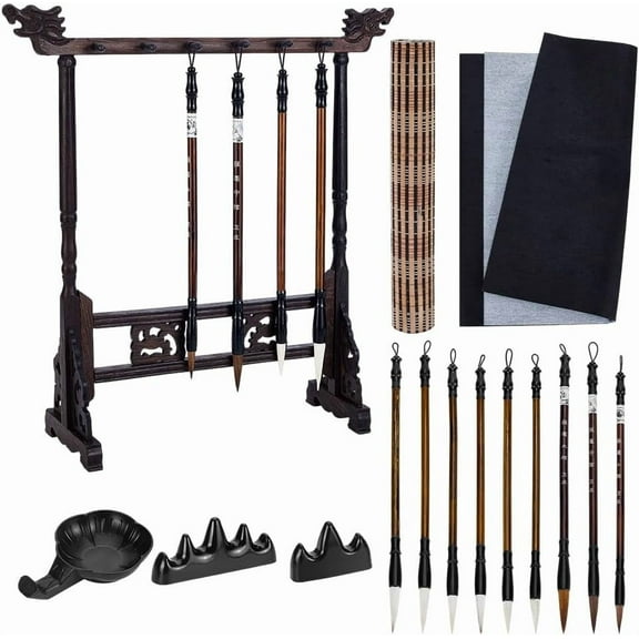 15Pcs Chinese Calligraphy Brushes Set Kanji Japanese Sumi Painting Writing Drawing Brush Kit