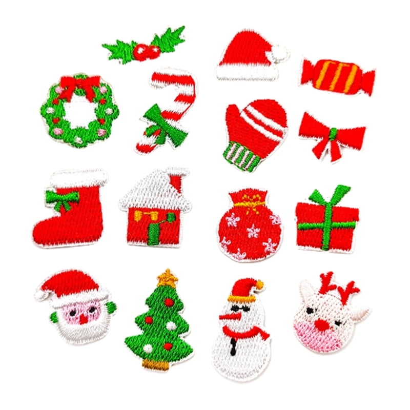 15Pcs Christmas Iron On Patches Embroidered Sew Applique Repair Patch For Craft Clothing Decoration Diy Christmas Gift