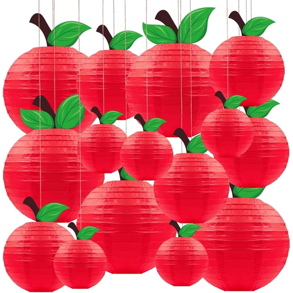 20Pcs Back to School Decorations Apple-Shaped Paper Lanterns Hanging Swirls Classroom First Day of School Fruit Fall Party Home Decor