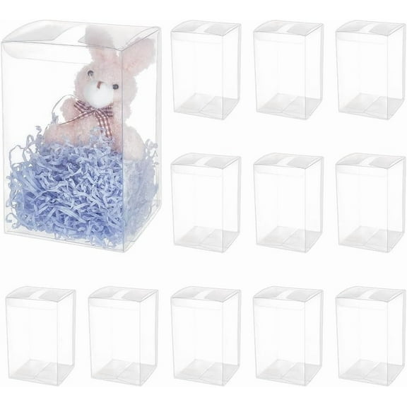 15Pcs Clear Party Favor Box Foldable PVC Gift Box DIY