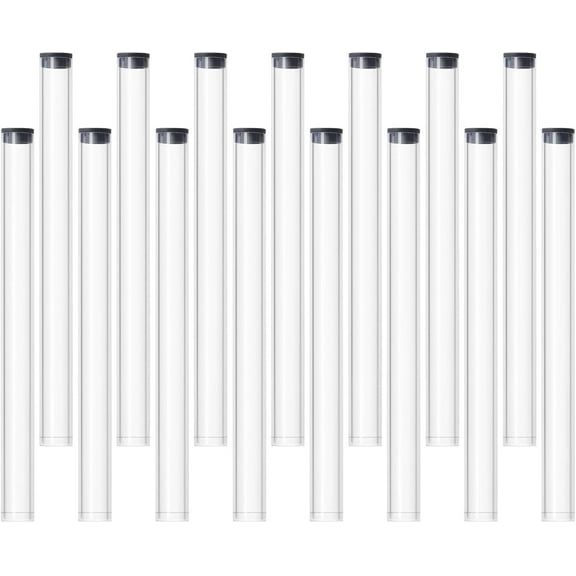 15Pcs Clear Tube Acrylic Incense Storage Tube with Black lid for Incense Sticks Plastic Tubes for Bath Salt Candy Bead Storage Party Decoration