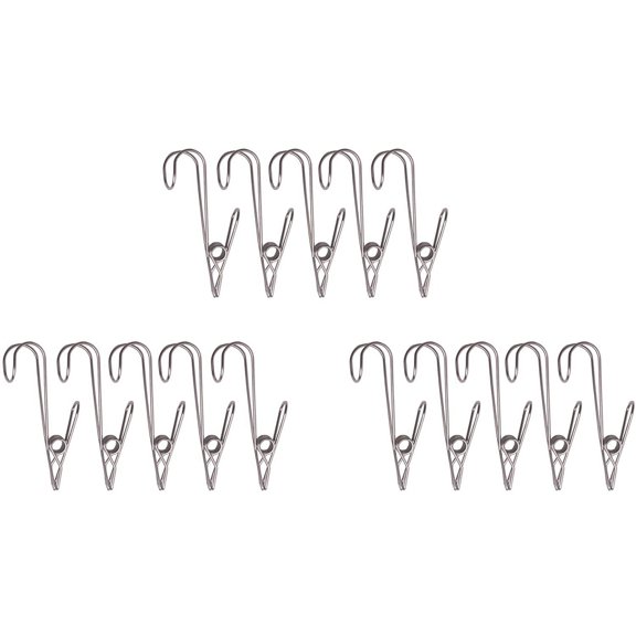 15Pcs Clip Hooks Metal Clothes Pins Multi-Purpose Hanging Clips For Office Bathroom Kitchen Living Room Etc