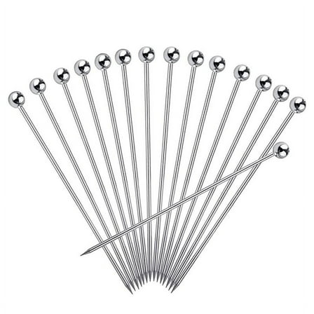 15Pcs Cocktail Picks, 4 Inch Reusable Stainless Steel Picks Cocktail Toothpicks for Olives Appetizers Sandwich