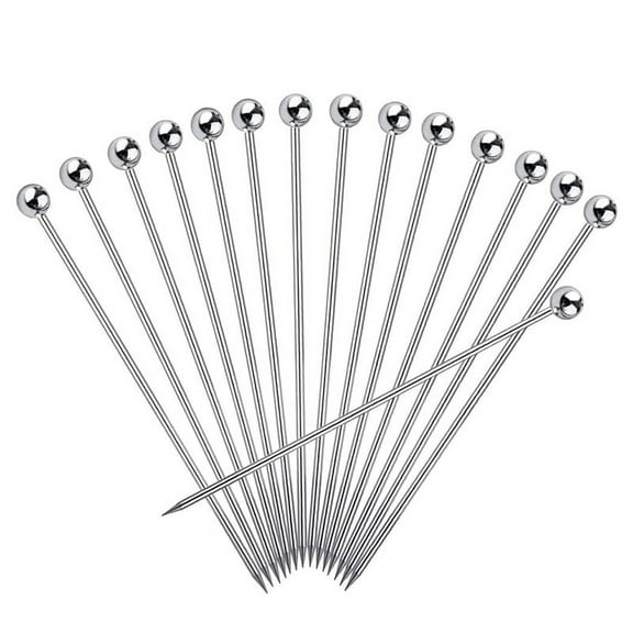 15Pcs Cocktail Picks, 4 Inch Reusable Stainless Steel Picks Cocktail Toothpicks for Olives Appetizers Sandwich