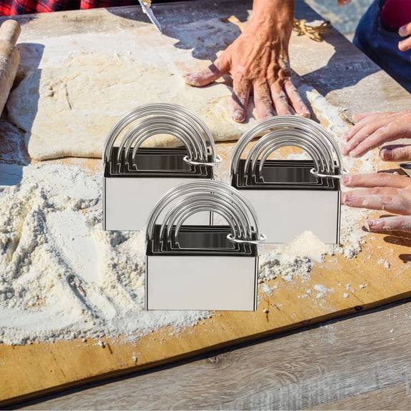 15Pcs Square Biscuit Cutter Set , Stainless Steel Cookies Cutter with Handle, Professional Baking Dough Tools