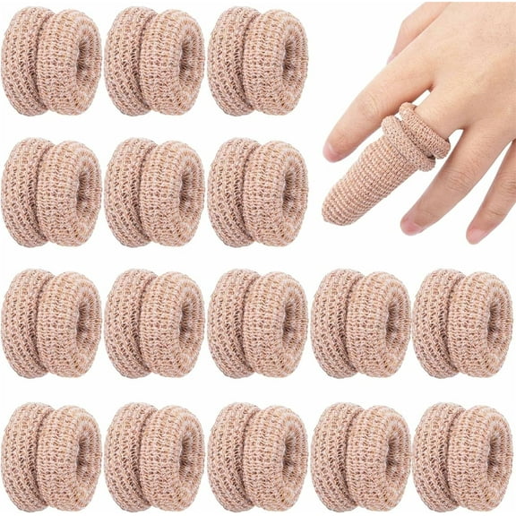 15Pcs Cotton Finger Bandages,Tutuviw Breathable Elastic Finger Covers for Pain Relieve,Reusable Thumb Gloves Fingertip Protectors for Skin Cracking Joint,Wound Covering - Skin Color
