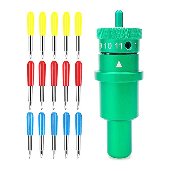 15Pcs Cutting Plotter Blade with Cutter Blade for Cutting 30/45/60 Degree with Holder Base