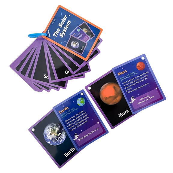 15Pcs Double Sided Space Planet Learning Cards Educational English Vocabulary Sturdy Cards For