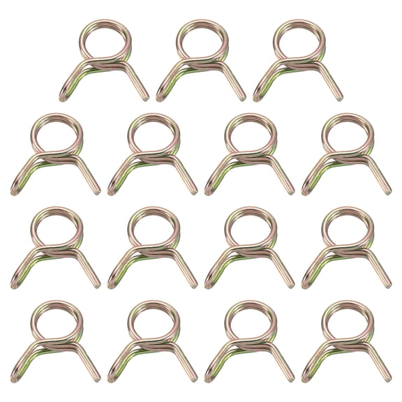 15Pcs Double Wire Spring Hose Clamps, 5mm Tube Clips, Color Zinc