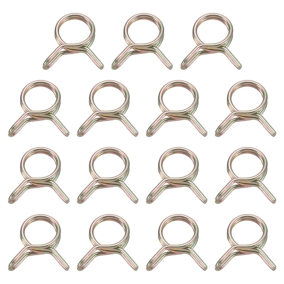 15Pcs Double Wire Spring Hose Clamps, 7mm Tube Clips, Color Zinc