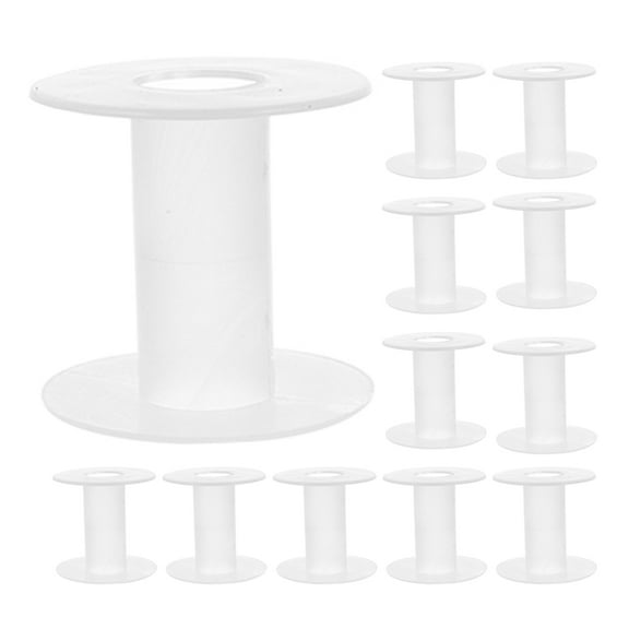 15Pcs Empty Plastic Wire Spools Transparent for Thread String and Ribbon Organization