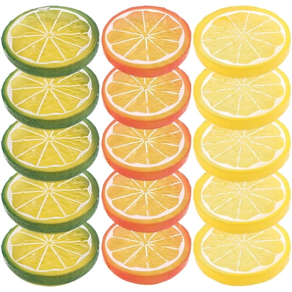 15Pcs Fake Lemon Slices Artificial Fruit Model Simulation Lemon Ornament Food Photography Props Party Decor Home Decoration 4cm