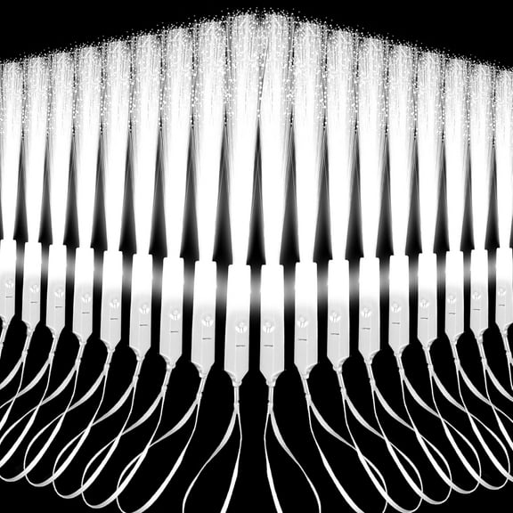 15Pcs Fiber Optic Wands White Glow Sparklers Sticks Bulk LED Wedding Concert Flashing Stick with 3 Flashing Models Light Up Wand for Party Fireworks Favors Danc Clubs Decorations