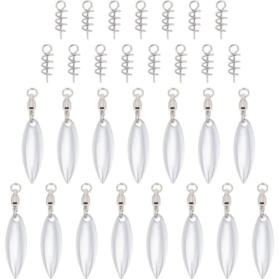 15Pcs Fishing Lures Willow or Colorado Blade Spinner Blades Bearing Swivels Tail Spinner Spinnerbait Lure Making Supplies Bass Lures